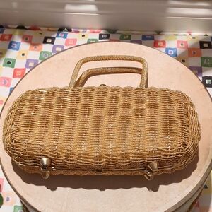 Chic Gold Woven Clutch